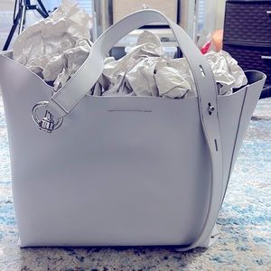 Rebecca Minkoff large tote. Grey leather bag with silver hardware.